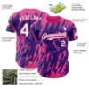 Custom Purple White-Pink Splatter Torn Sharp Brush Stroke Authentic Baseball Jersey