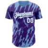 Custom Purple White-Light Blue Splatter Torn Sharp Brush Stroke Authentic Baseball Jersey
