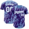 Custom Purple White-Light Blue Splatter Torn Sharp Brush Stroke Authentic Baseball Jersey