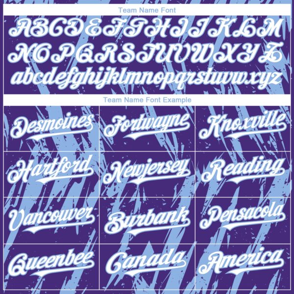 Custom Purple White-Light Blue Splatter Torn Sharp Brush Stroke Authentic Baseball Jersey