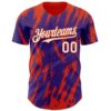 Custom Purple White-Orange Splatter Torn Sharp Brush Stroke Authentic Baseball Jersey