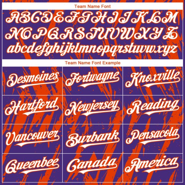 Custom Purple White-Orange Splatter Torn Sharp Brush Stroke Authentic Baseball Jersey