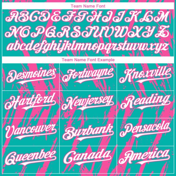 Custom Aqua White-Pink Splatter Torn Sharp Brush Stroke Authentic Baseball Jersey