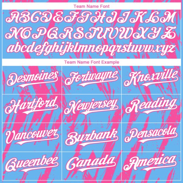 Custom Sky Blue White-Pink Splatter Torn Sharp Brush Stroke Authentic Baseball Jersey
