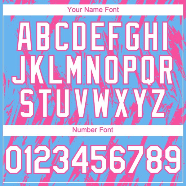 Custom Sky Blue White-Pink Splatter Torn Sharp Brush Stroke Authentic Baseball Jersey