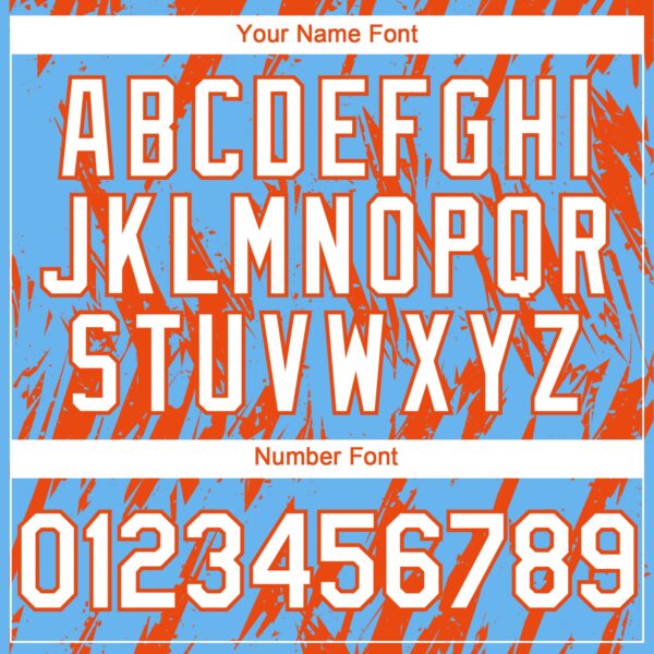 Custom Sky Blue White-Orange Splatter Torn Sharp Brush Stroke Authentic Baseball Jersey