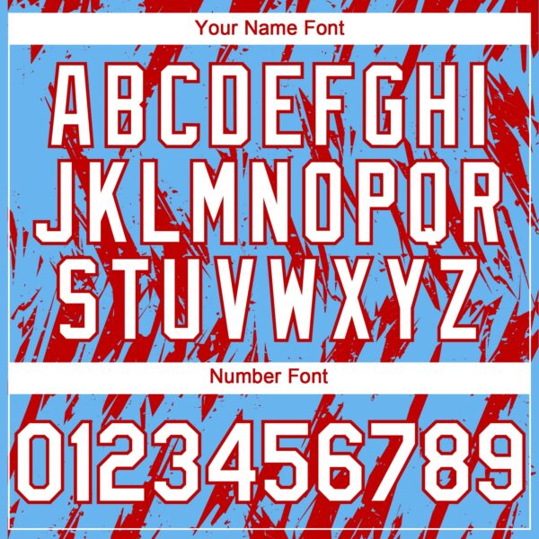 Custom Sky Blue White-Red Splatter Torn Sharp Brush Stroke Authentic Baseball Jersey