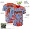 Custom Light Blue Orange-Black Splatter Torn Sharp Brush Stroke Authentic Baseball Jersey
