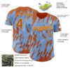 Custom Light Blue Bay Orange-Cream Splatter Torn Sharp Brush Stroke Authentic Baseball Jersey