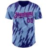 Custom Light Blue Dark Purple-Pink Splatter Torn Sharp Brush Stroke Authentic Baseball Jersey