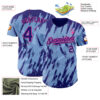 Custom Light Blue Dark Purple-Pink Splatter Torn Sharp Brush Stroke Authentic Baseball Jersey