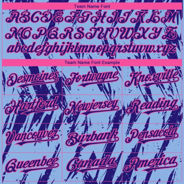 Custom Light Blue Dark Purple-Pink Splatter Torn Sharp Brush Stroke Authentic Baseball Jersey