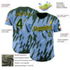 Custom Light Blue Green-Gold Splatter Torn Sharp Brush Stroke Authentic Baseball Jersey