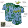 Custom Light Blue Kelly Green-Gold Splatter Torn Sharp Brush Stroke Authentic Baseball Jersey