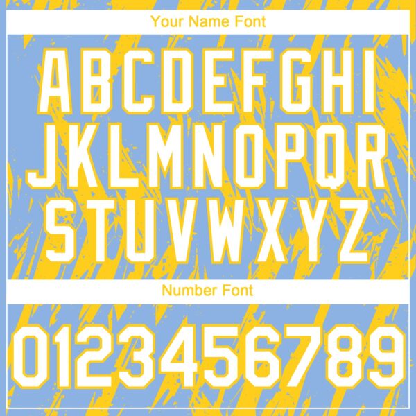 Custom Light Blue White-Yellow Splatter Torn Sharp Brush Stroke Authentic Baseball Jersey