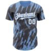 Custom Steel Gray White-Light Blue Splatter Torn Sharp Brush Stroke Authentic Baseball Jersey