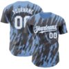 Custom Steel Gray White-Light Blue Splatter Torn Sharp Brush Stroke Authentic Baseball Jersey