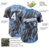 Custom Steel Gray White-Light Blue Splatter Torn Sharp Brush Stroke Authentic Baseball Jersey