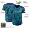 Custom Teal US Navy Blue-White Splatter Torn Sharp Brush Stroke Authentic Baseball Jersey