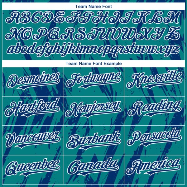 Custom Teal US Navy Blue-White Splatter Torn Sharp Brush Stroke Authentic Baseball Jersey