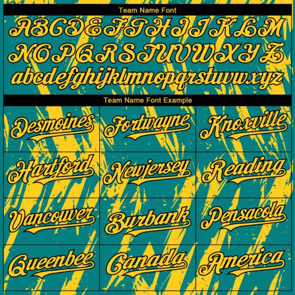 Custom Teal Yellow-Black Splatter Torn Sharp Brush Stroke Authentic Baseball Jersey