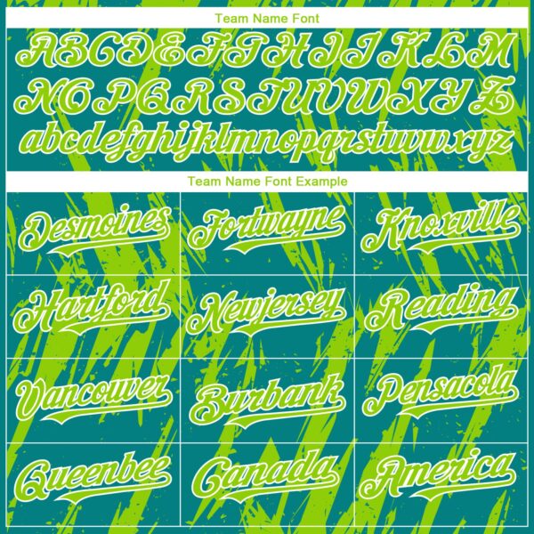 Custom Teal Neon Green-White Splatter Torn Sharp Brush Stroke Authentic Baseball Jersey
