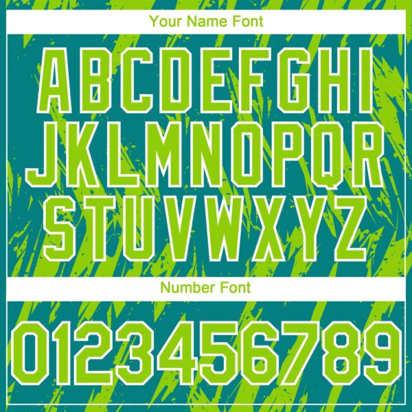 Custom Teal Neon Green-White Splatter Torn Sharp Brush Stroke Authentic Baseball Jersey
