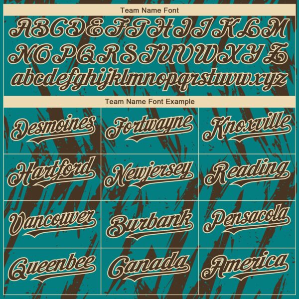 Custom Teal Brown-Cream Splatter Torn Sharp Brush Stroke Authentic Baseball Jersey
