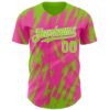 Custom Pink Neon Green-White Splatter Torn Sharp Brush Stroke Authentic Baseball Jersey