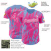 Custom Pink White-Light Blue Splatter Torn Sharp Brush Stroke Authentic Baseball Jersey