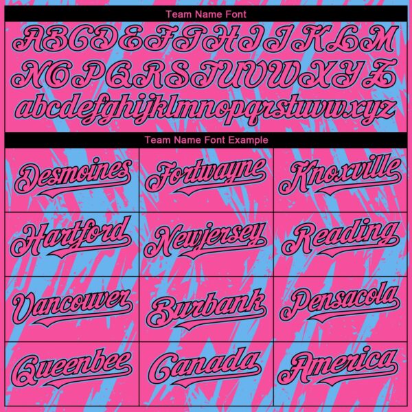 Custom Pink Black-Sky Blue Splatter Torn Sharp Brush Stroke Authentic Baseball Jersey