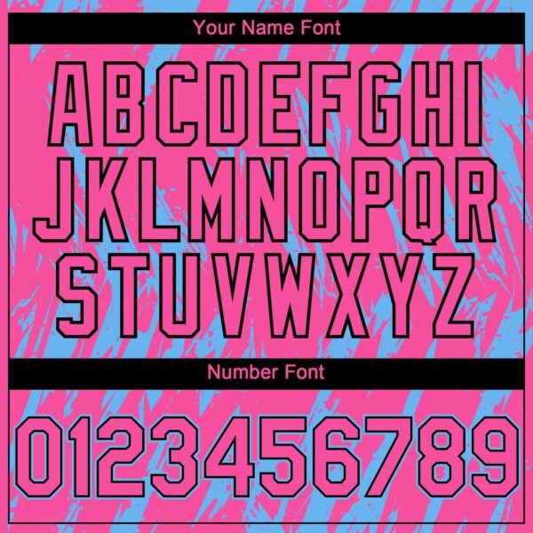 Custom Pink Black-Sky Blue Splatter Torn Sharp Brush Stroke Authentic Baseball Jersey