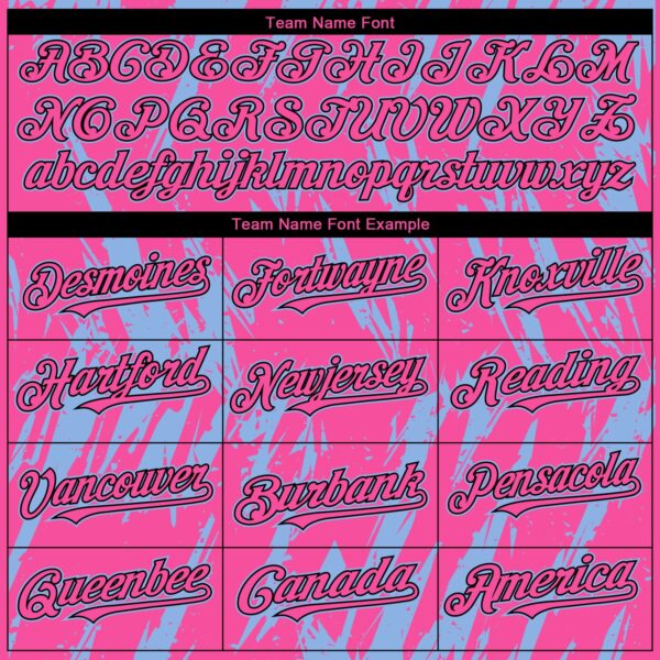 Custom Pink Black-Light Blue Splatter Torn Sharp Brush Stroke Authentic Baseball Jersey