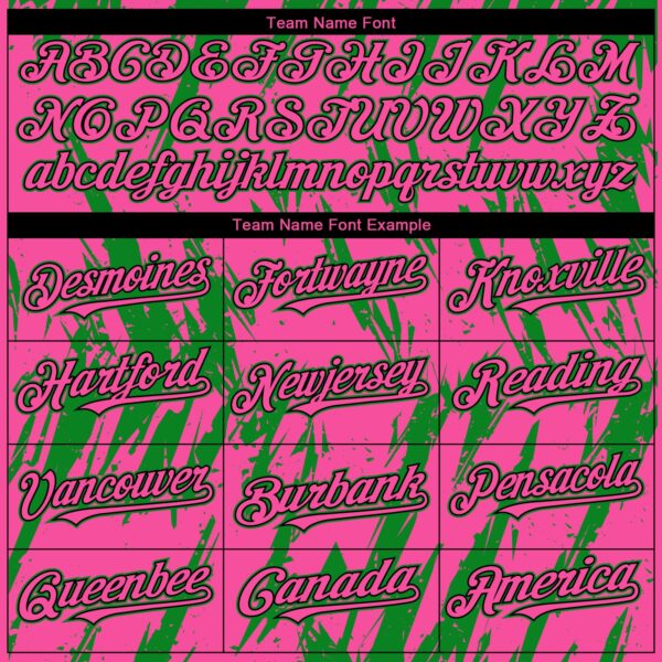 Custom Pink Black-Grass Green Splatter Torn Sharp Brush Stroke Authentic Baseball Jersey
