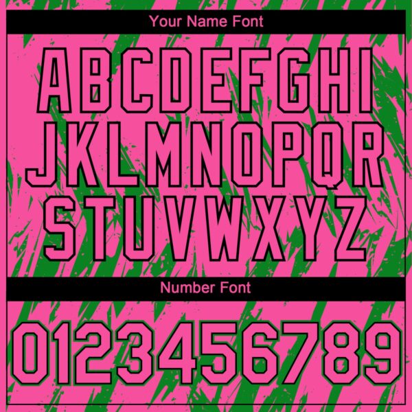 Custom Pink Black-Grass Green Splatter Torn Sharp Brush Stroke Authentic Baseball Jersey