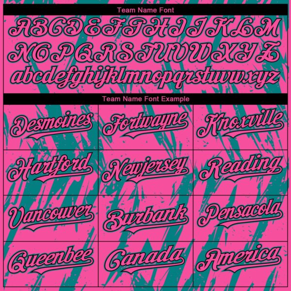 Custom Pink Black-Teal Splatter Torn Sharp Brush Stroke Authentic Baseball Jersey