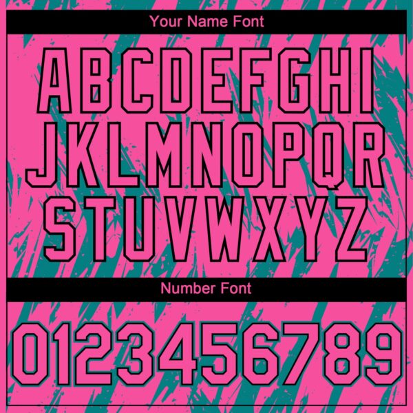 Custom Pink Black-Teal Splatter Torn Sharp Brush Stroke Authentic Baseball Jersey