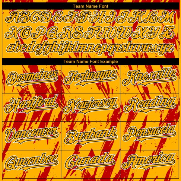 Custom Gold Black-Red Splatter Torn Sharp Brush Stroke Authentic Baseball Jersey