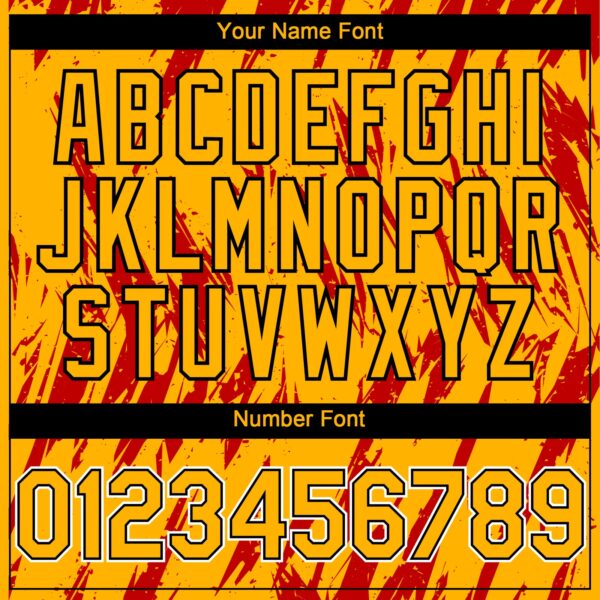 Custom Gold Black-Red Splatter Torn Sharp Brush Stroke Authentic Baseball Jersey