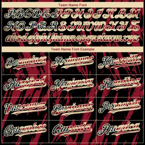 Custom Black Vintage USA Flag Cream-Crimson Splatter Torn Sharp Brush Stroke Authentic Baseball Jersey