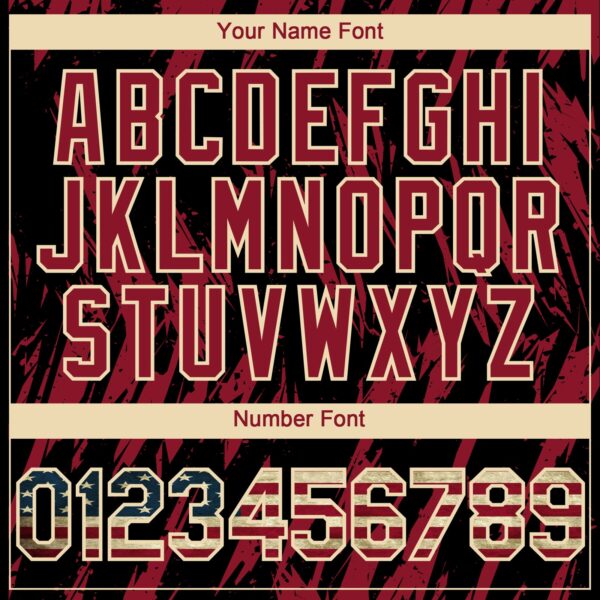 Custom Black Vintage USA Flag Cream-Crimson Splatter Torn Sharp Brush Stroke Authentic Baseball Jersey