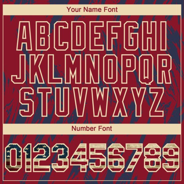 Custom Crimson Vintage USA Flag Cream-Navy Splatter Torn Sharp Brush Stroke Authentic Baseball Jersey