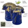 Custom Royal Old Gold-White Distressed Scratch Brush Stroke Authentic Baseball Jersey