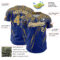 Custom Royal Old Gold-White Distressed Scratch Brush Stroke Authentic Baseball Jersey
