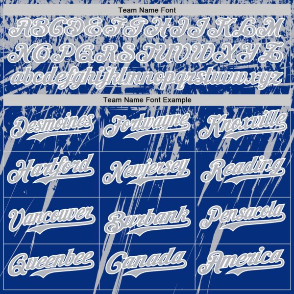 Custom Royal Gray-White Distressed Scratch Brush Stroke Authentic Baseball Jersey