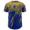 Custom Royal Yellow Distressed Scratch Brush Stroke Authentic Baseball Jersey