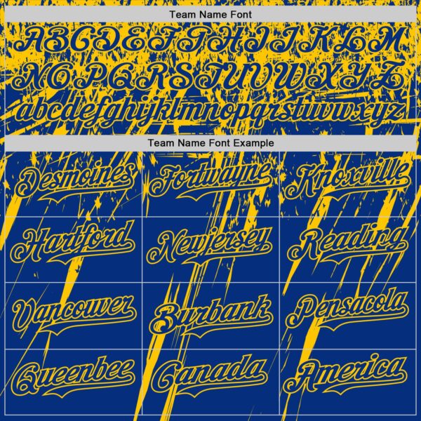 Custom Royal Yellow Distressed Scratch Brush Stroke Authentic Baseball Jersey