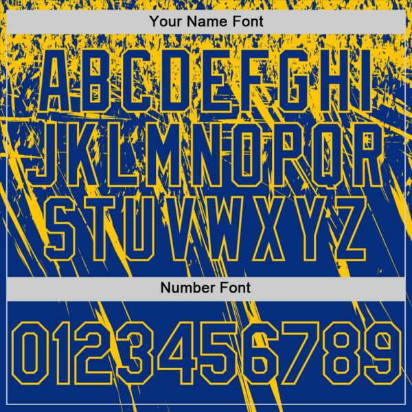 Custom Royal Yellow Distressed Scratch Brush Stroke Authentic Baseball Jersey