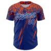 Custom Royal Orange-White Distressed Scratch Brush Stroke Authentic Baseball Jersey