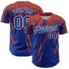 Custom Royal Orange-White Distressed Scratch Brush Stroke Authentic Baseball Jersey